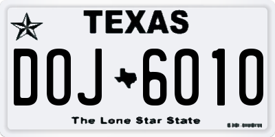 TX license plate DOJ6010