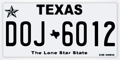 TX license plate DOJ6012