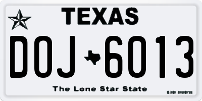 TX license plate DOJ6013