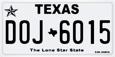 TX license plate DOJ6015