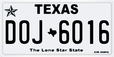 TX license plate DOJ6016