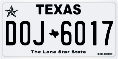 TX license plate DOJ6017