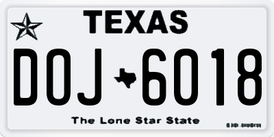 TX license plate DOJ6018