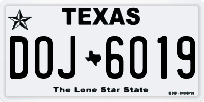 TX license plate DOJ6019