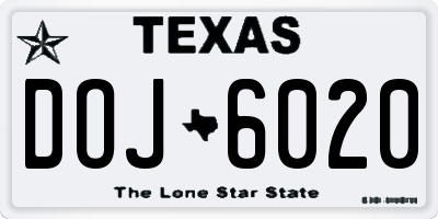TX license plate DOJ6020