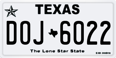TX license plate DOJ6022