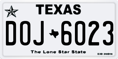 TX license plate DOJ6023