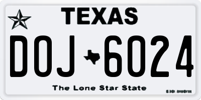 TX license plate DOJ6024