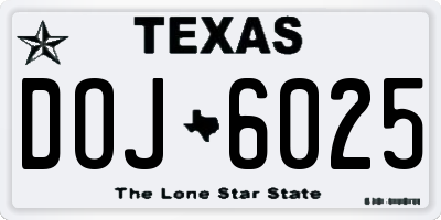 TX license plate DOJ6025