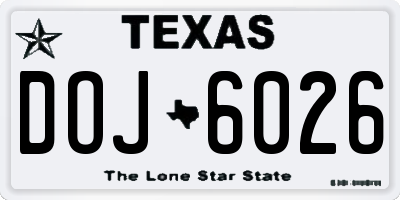 TX license plate DOJ6026
