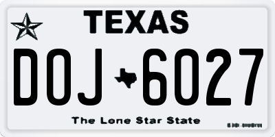 TX license plate DOJ6027