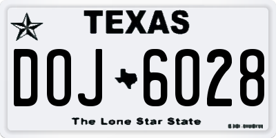 TX license plate DOJ6028