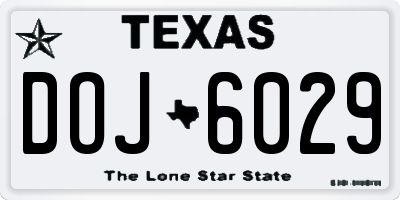TX license plate DOJ6029