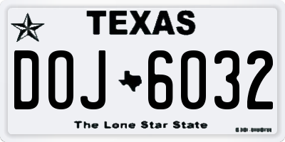 TX license plate DOJ6032