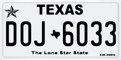TX license plate DOJ6033
