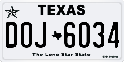 TX license plate DOJ6034