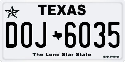 TX license plate DOJ6035