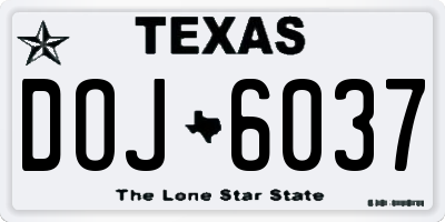 TX license plate DOJ6037