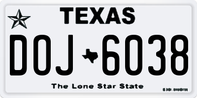 TX license plate DOJ6038