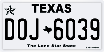TX license plate DOJ6039