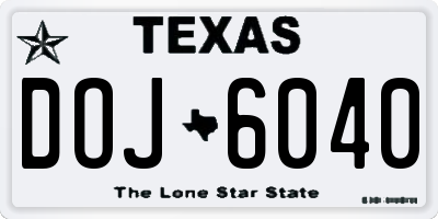 TX license plate DOJ6040