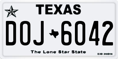 TX license plate DOJ6042