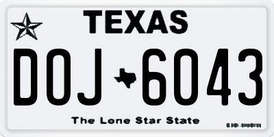 TX license plate DOJ6043