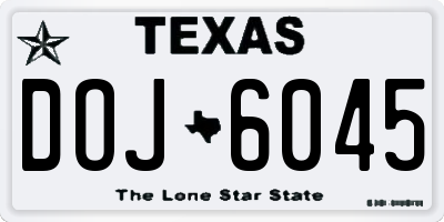 TX license plate DOJ6045