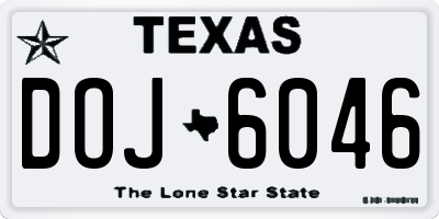 TX license plate DOJ6046