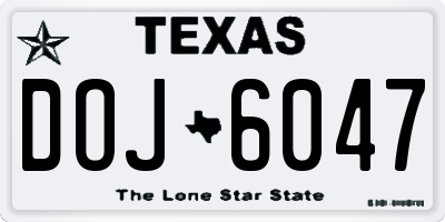 TX license plate DOJ6047