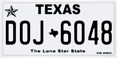 TX license plate DOJ6048