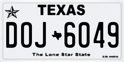 TX license plate DOJ6049