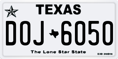 TX license plate DOJ6050