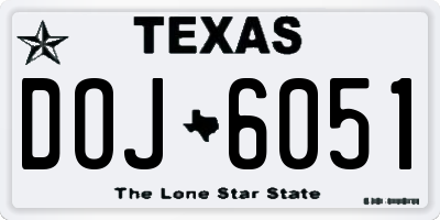 TX license plate DOJ6051