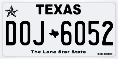 TX license plate DOJ6052