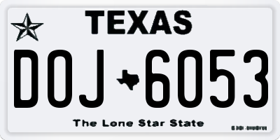 TX license plate DOJ6053