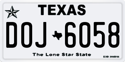 TX license plate DOJ6058