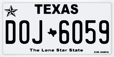 TX license plate DOJ6059