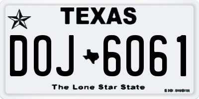 TX license plate DOJ6061