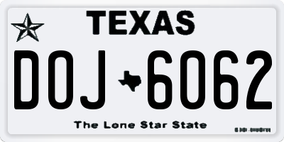 TX license plate DOJ6062