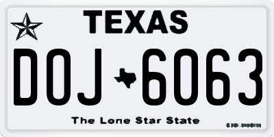TX license plate DOJ6063