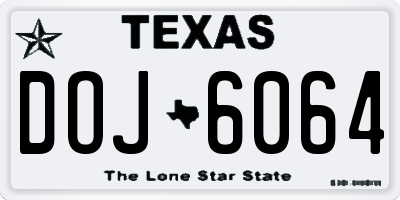 TX license plate DOJ6064