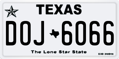 TX license plate DOJ6066