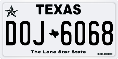 TX license plate DOJ6068