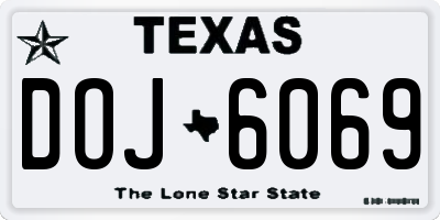 TX license plate DOJ6069