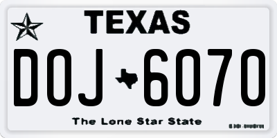 TX license plate DOJ6070