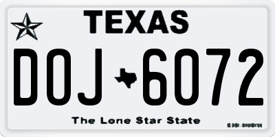 TX license plate DOJ6072