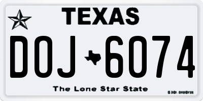 TX license plate DOJ6074