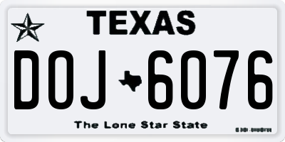 TX license plate DOJ6076