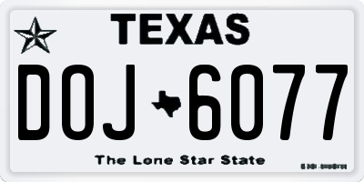 TX license plate DOJ6077